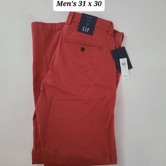 Gap Slim Fit Stretch Men's Red Pants Size 31 x 30 NWT - Picture 1 of 7